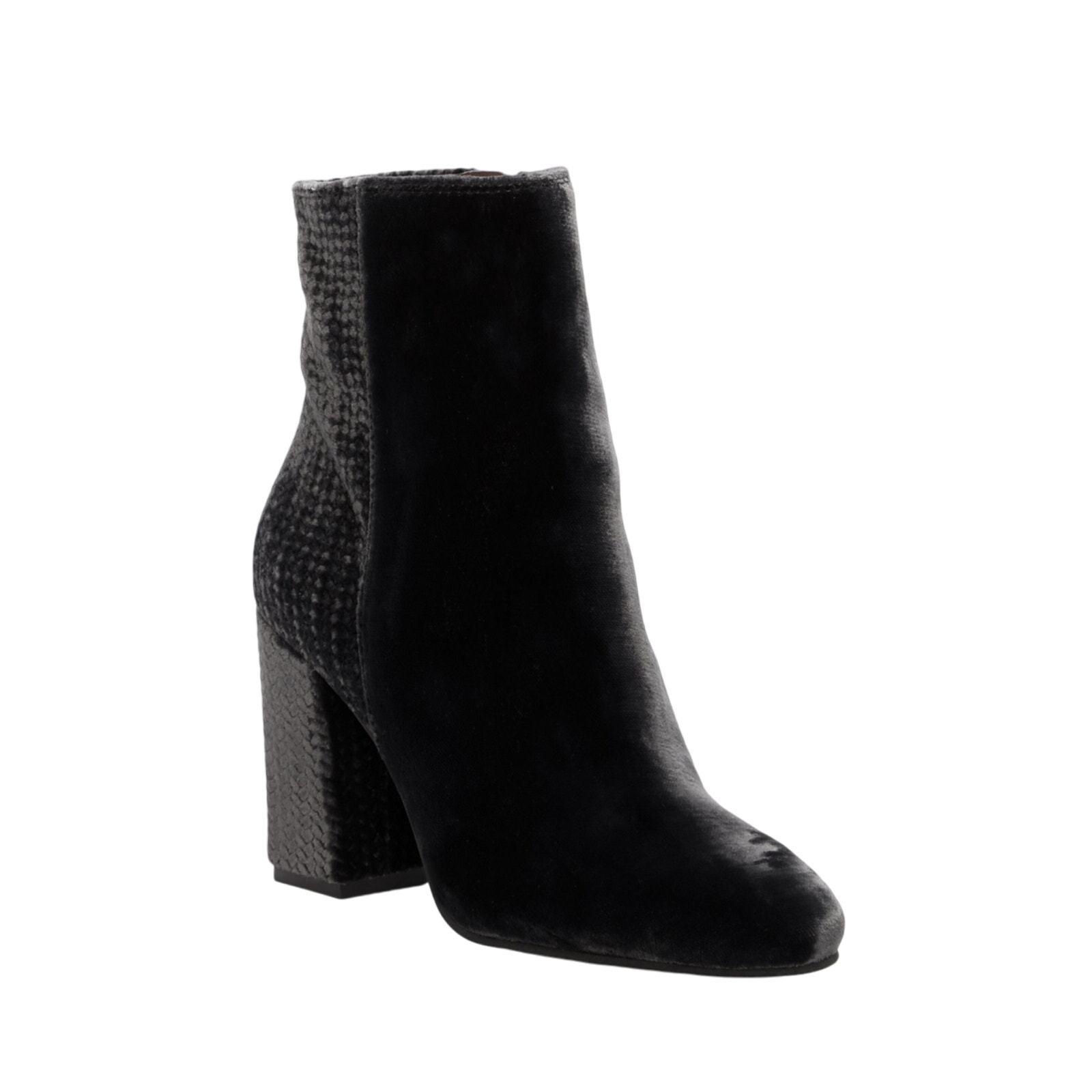 Lucky Brand Womens Black Velvet Wesson Bootie Block Heel 7
